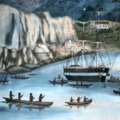 Detail from cover image of "Native American Whalemen and the World," by Nancy Shoemaker.